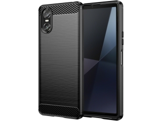 Sony Xperia 10 VI Carbon Gummi Hülle TPU Case schwarz