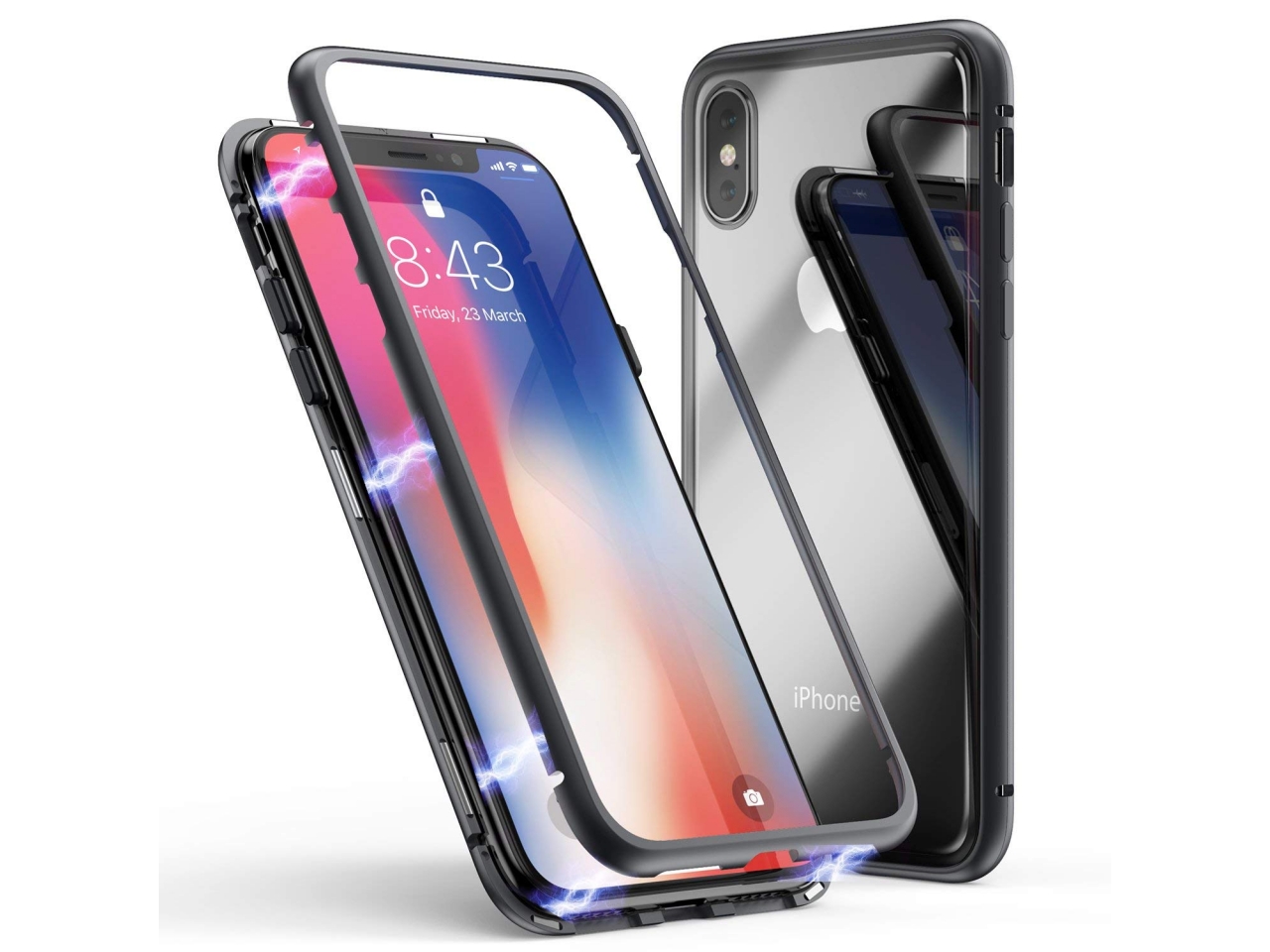 iPhone Xs Max Alu Schutzhülle Glas Rückseite