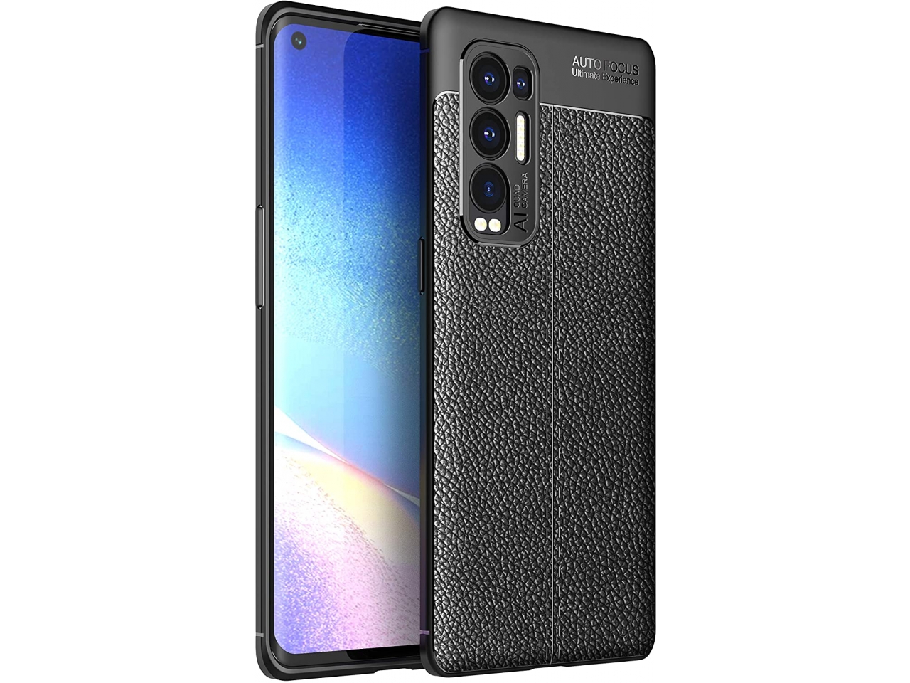 Oppo Find X3 Neo Leder Design Gummi Hülle TPU Cover schwarz online