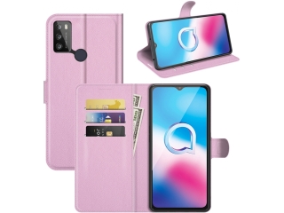 Alcatel 1S 2021 Lederhülle Portemonnaie Karten Etui rosa