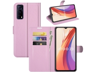 Vivo Y72 5G Lederhülle Portemonnaie Karten Etui rosa