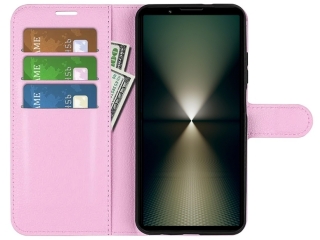 Sony Xperia 1 VI Lederhülle Portemonnaie Karten Etui rosa