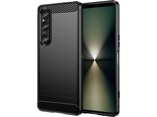 Sony Xperia 1 VI Carbon Gummi Hülle TPU Case schwarz