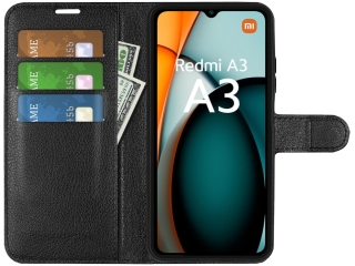 Xiaomi Redmi A3 Lederhülle Portemonnaie Karten Etui schwarz