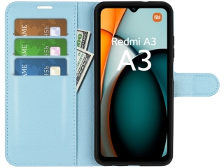 Xiaomi Redmi A3 Lederhülle Portemonnaie Karten Etui hellblau