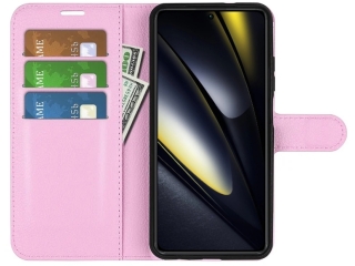 Xiaomi Poco F6 Lederhülle Portemonnaie Karten Etui rosa