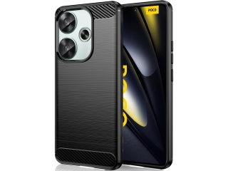 Xiaomi Poco F6 Carbon Gummi Hülle TPU Case schwarz