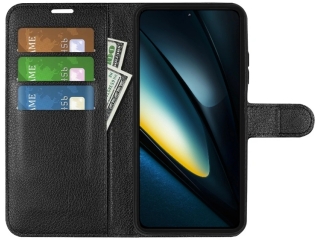 Xiaomi Poco F6 Pro Lederhülle Portemonnaie Karten Etui schwarz