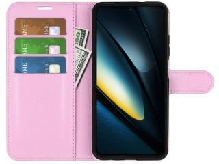 Xiaomi Poco F6 Pro Lederhülle Portemonnaie Karten Etui rosa