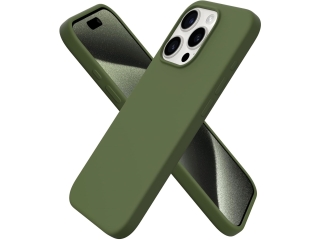 Apple iPhone 15 Pro Liquid Silikon Case Hülle olive green