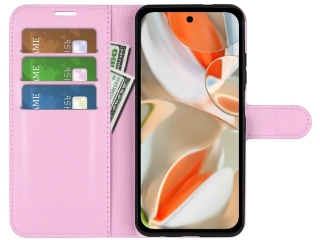 Google Pixel 9 Pro XL Lederhülle Portemonnaie Karten Etui rosa