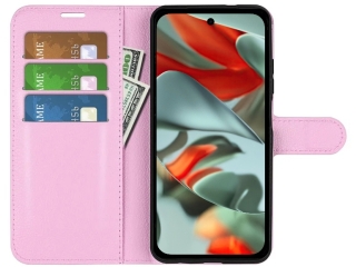 Google Pixel 9 Pro Lederhülle Portemonnaie Karten Etui rosa