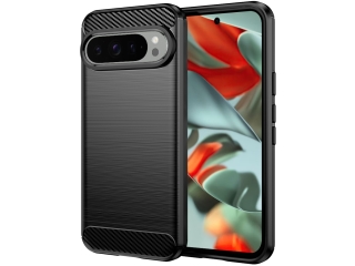 Google Pixel 9 Pro Carbon Gummi Hülle TPU Case schwarz