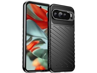 Google Pixel 9 Pro SpaceCase Stripes Impact-Resistant Hülle schwarz