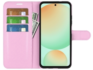 Samsung Galaxy S24 FE Lederhülle Portemonnaie Karten Etui rosa