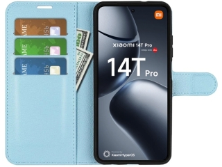 Xiaomi 14T Pro Lederhülle Portemonnaie Karten Etui hellblau