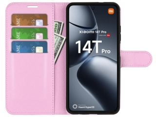 Xiaomi 14T Pro Lederhülle Portemonnaie Karten Etui rosa