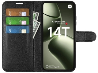 Xiaomi 14T Lederhülle Portemonnaie Karten Etui schwarz