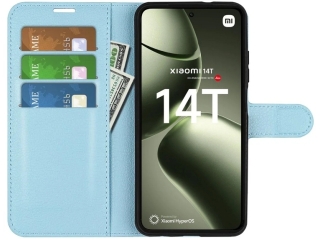 Xiaomi 14T Lederhülle Portemonnaie Karten Etui hellblau