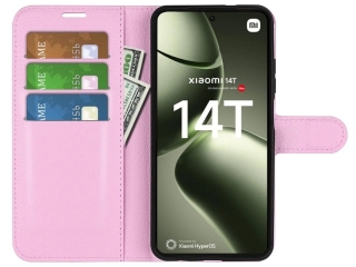 Xiaomi 14T Lederhülle Portemonnaie Karten Etui rosa