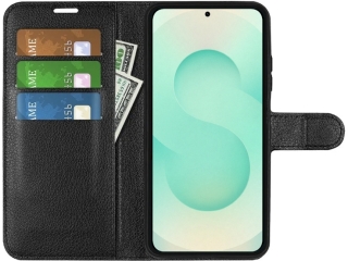 Samsung Galaxy S25+ Lederhülle Portemonnaie Karten Etui schwarz