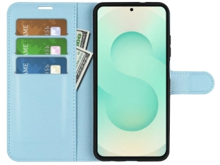 Samsung Galaxy S25+ Lederhülle Portemonnaie Karten Etui hellblau