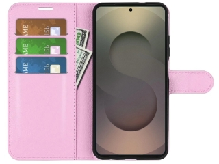 Samsung Galaxy S25 Ultra Lederhülle Portemonnaie Karten Etui rosa